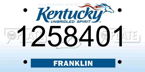1258401 Kentucky License Plate