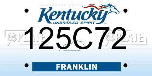 125C72 Kentucky License Plate
