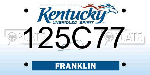 125C77 Kentucky License Plate