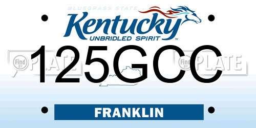 125GCC Kentucky License Plate