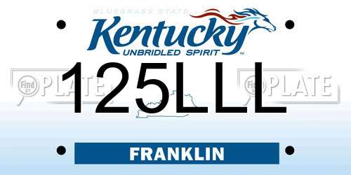 125LLL Kentucky License Plate