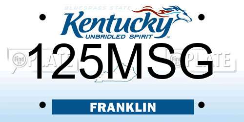 125MSG Kentucky License Plate