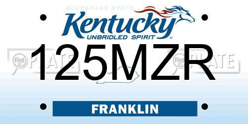 125MZR Kentucky License Plate