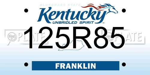 125R85 Kentucky License Plate
