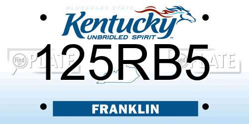 125RB5 Kentucky License Plate