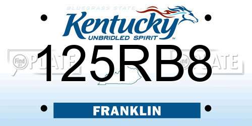 125RB8 Kentucky License Plate