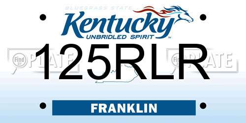 125RLR Kentucky License Plate