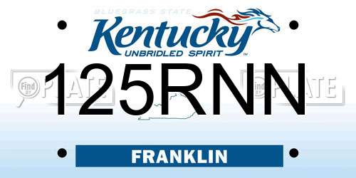 125RNN Kentucky License Plate