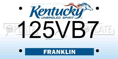 125VB7 Kentucky License Plate
