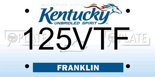 125VTF Kentucky License Plate