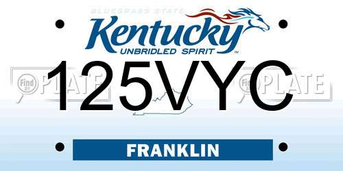 125VYC Kentucky License Plate