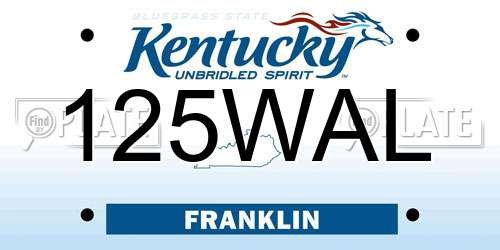 125WAL Kentucky License Plate