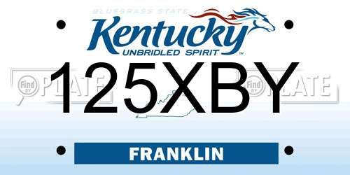 125XBY Kentucky License Plate