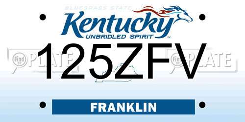 125ZFV Kentucky License Plate