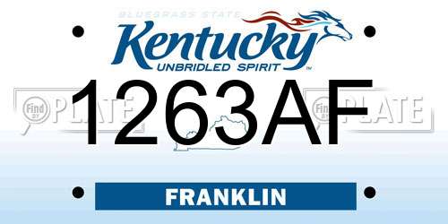 1263AF Kentucky License Plate