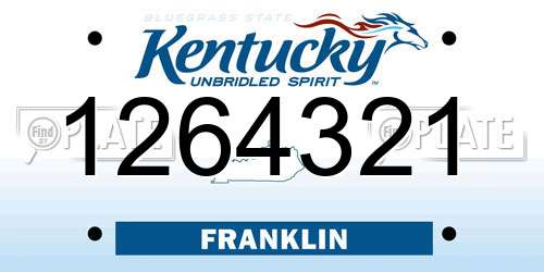 1264321 Kentucky License Plate