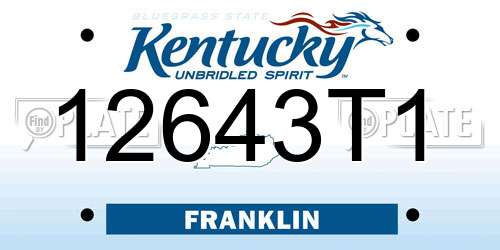 12643T1 Kentucky License Plate