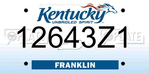 12643Z1 Kentucky License Plate
