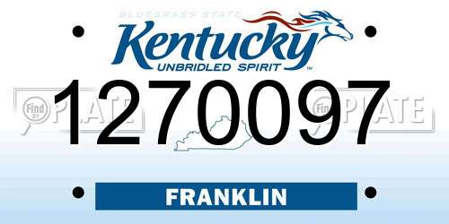 1270097 Kentucky License Plate