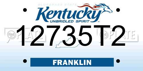 12735T2 Kentucky License Plate