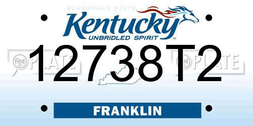 12738T2 Kentucky License Plate