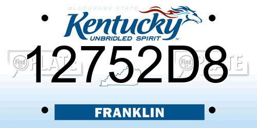 12752D8 Kentucky License Plate