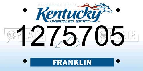 1275705 Kentucky License Plate