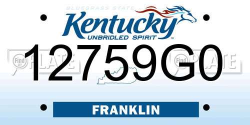 12759G0 Kentucky License Plate