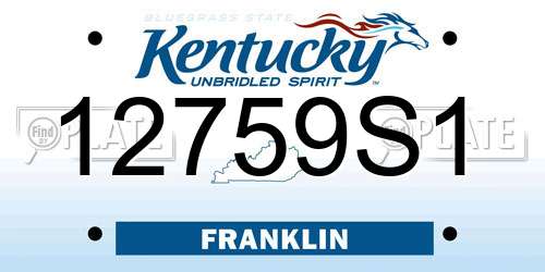 12759S1 Kentucky License Plate