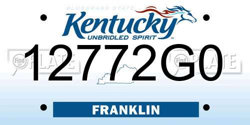12772G0 Kentucky License Plate