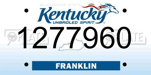 1277960 Kentucky License Plate