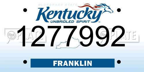 1277992 Kentucky License Plate