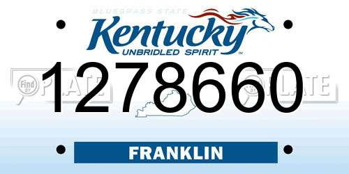 1278660 Kentucky License Plate