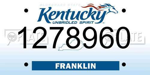 1278960 Kentucky License Plate