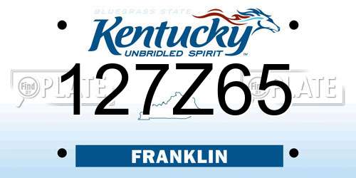 127Z65 Kentucky License Plate