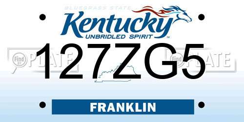 127ZG5 Kentucky License Plate
