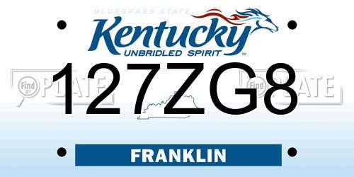 127ZG8 Kentucky License Plate