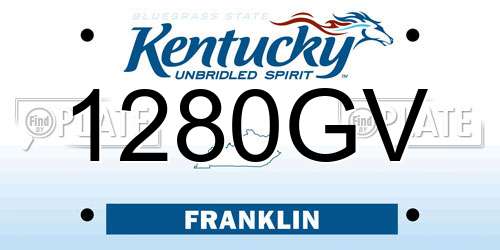 1280GV Kentucky License Plate
