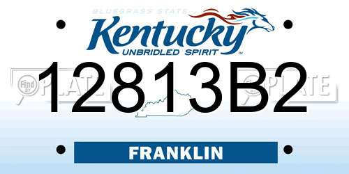 12813B2 Kentucky License Plate