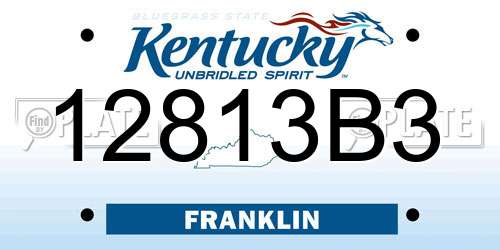 12813B3 Kentucky License Plate