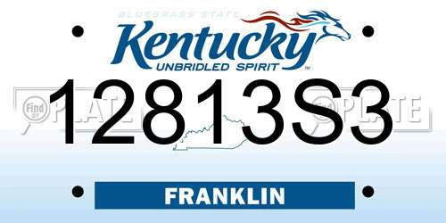 12813S3 Kentucky License Plate