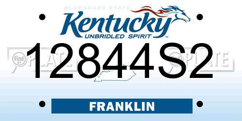 12844S2 Kentucky License Plate