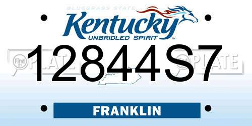 12844S7 Kentucky License Plate