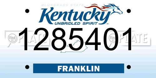 1285401 Kentucky License Plate