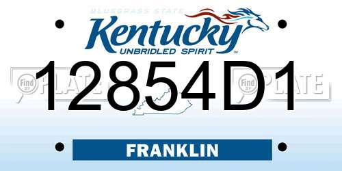 12854D1 Kentucky License Plate