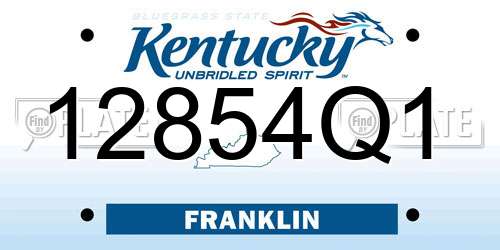 12854Q1 Kentucky License Plate