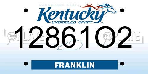 12861O2 Kentucky License Plate