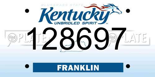 128697 Kentucky License Plate
