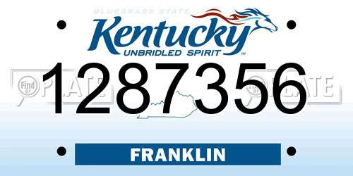 1287356 Kentucky License Plate