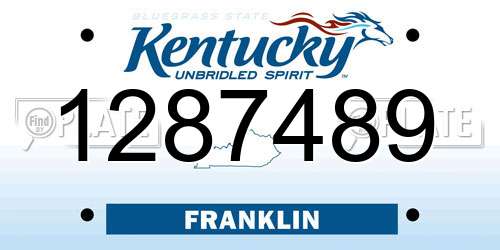 1287489 Kentucky License Plate